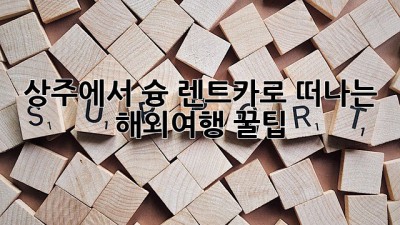 상주에서 슝! 렌트카로 떠나는 해외여행 꿀팁 🚗🗺️